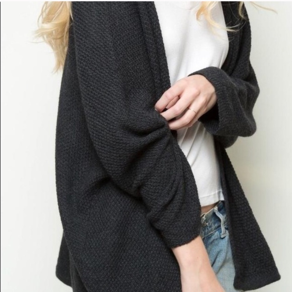 BRANDY MELVILLE DARK GREY OPEN FRONT CARDIGAN